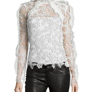 SELF PORTRAIT lace and laser cut out long sleeve top